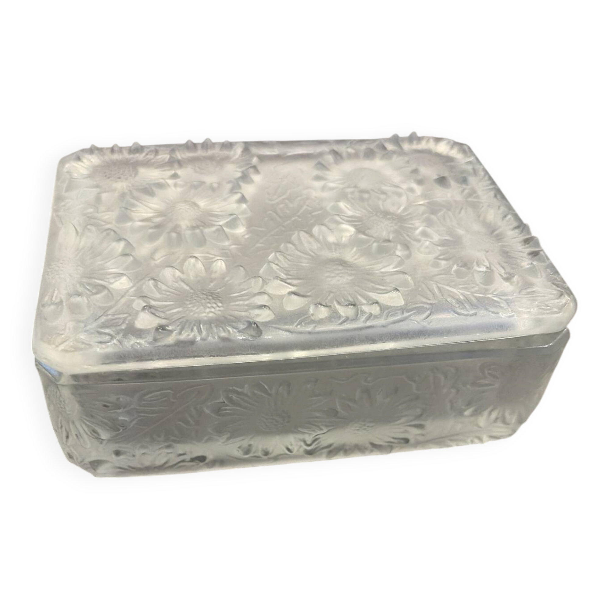Art Deco cigarette box in frosted satin glass Barolac