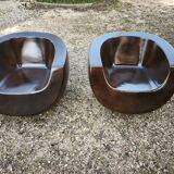Pair of Moon armchairs in fibreglass