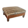 Old footrest - velvet - wood