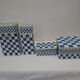 Series of 4 metal boxes, blue and white lustucru decoration