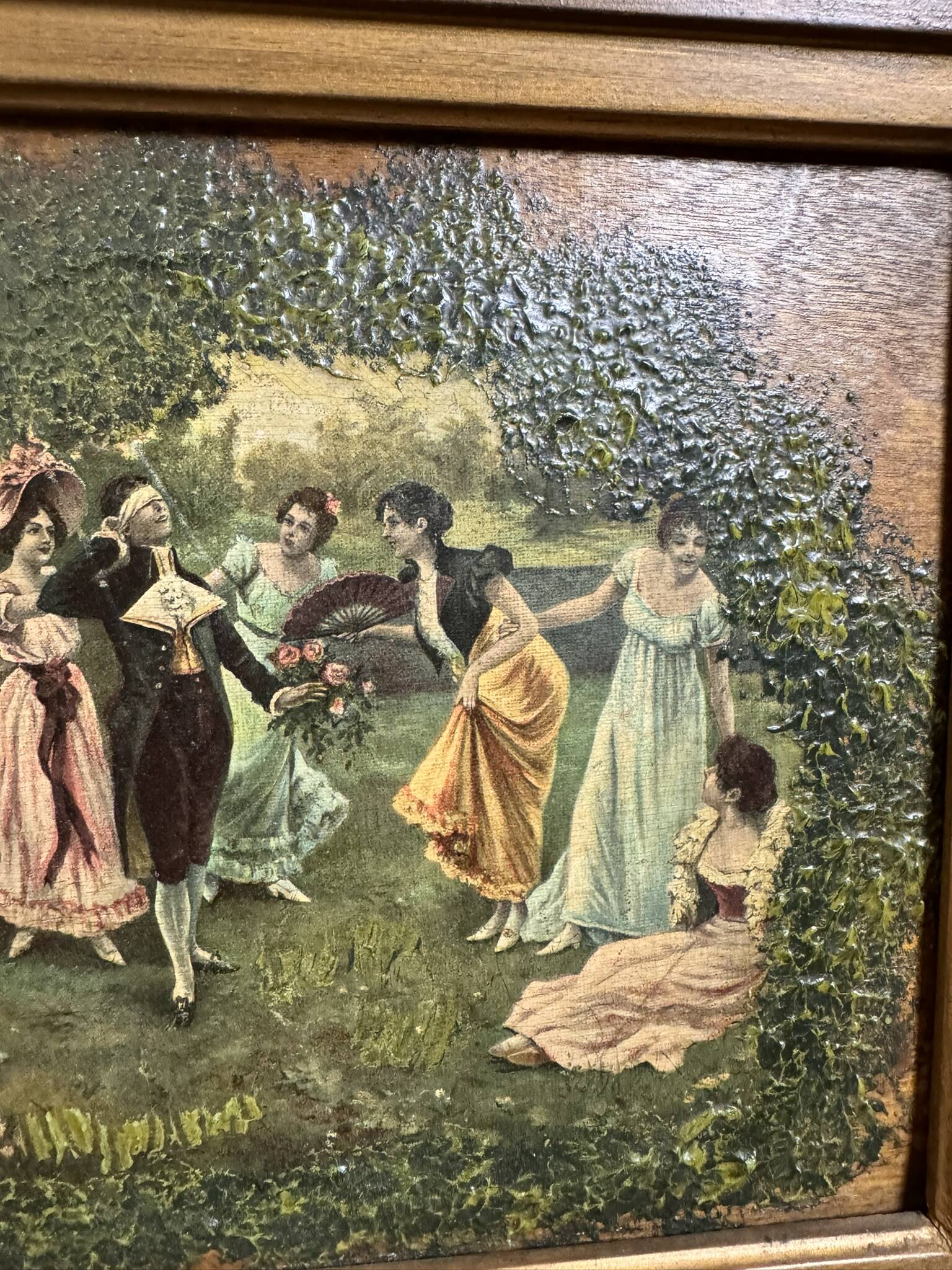 Romantic oil painting on panel from the 19th century