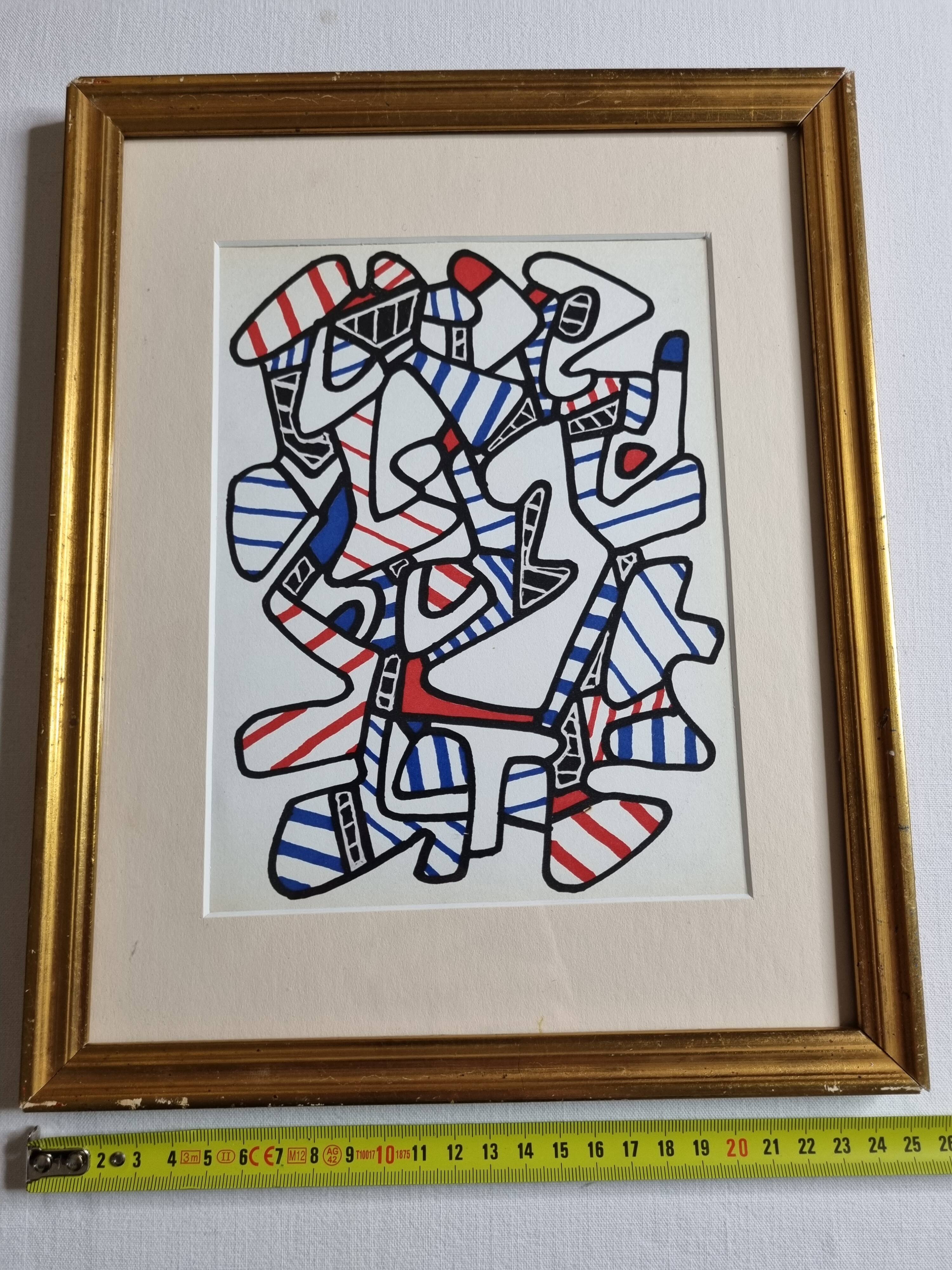 Screenprint after Jean Dubuffet framed under glass 25 cm by 31 cm