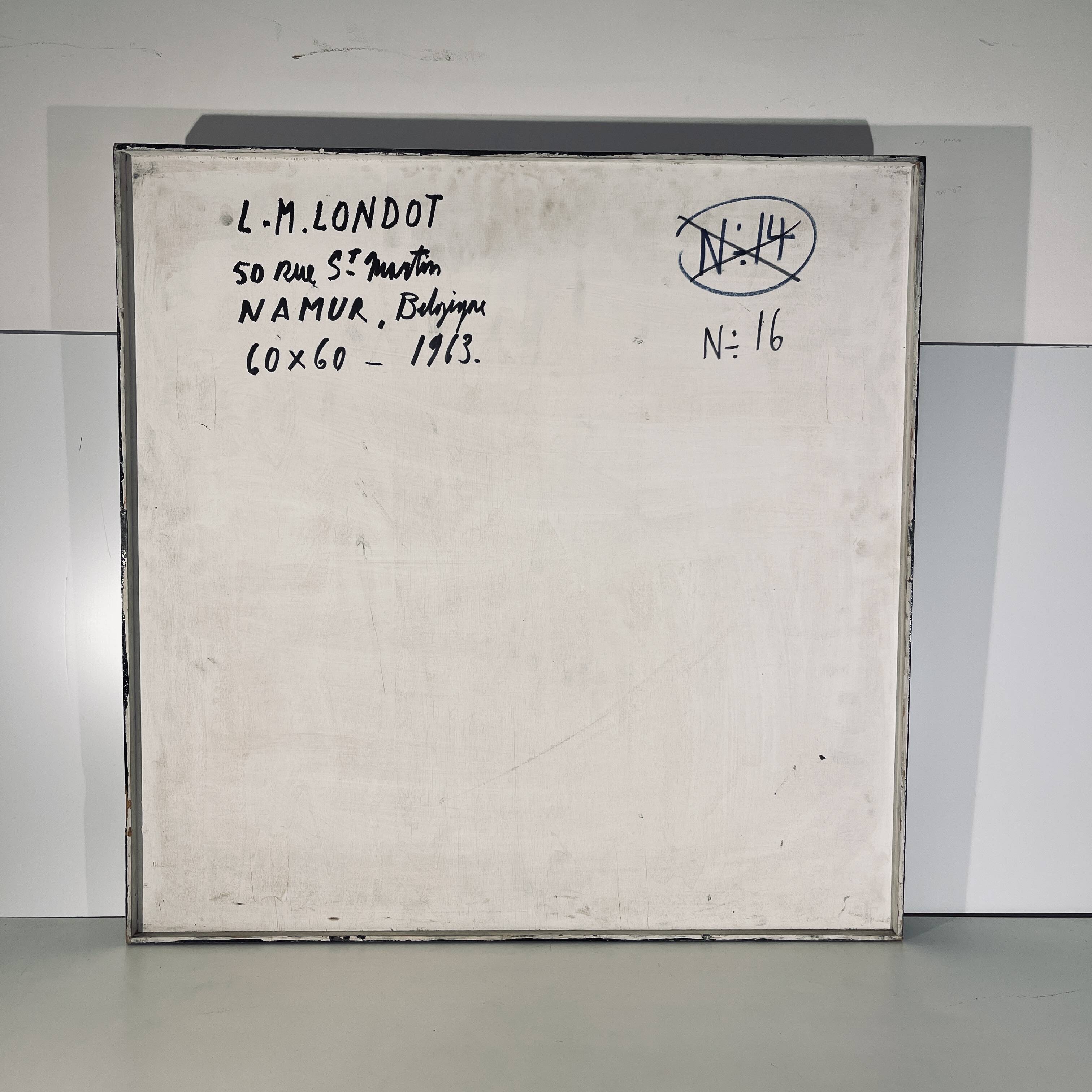 abstract painting, oil and concretions on panel No. 16, LM Londot 1963