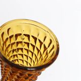 Amber glass vase, diamond tip, vintage