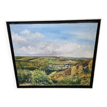 Tableau Huile sur Toile Paysage bourguignon signé Blayo