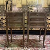 Pair of Louis XV style oak bedside tables