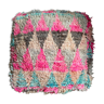 Moroccan Berber pouf colored in pink wool, turquoise blue, brown