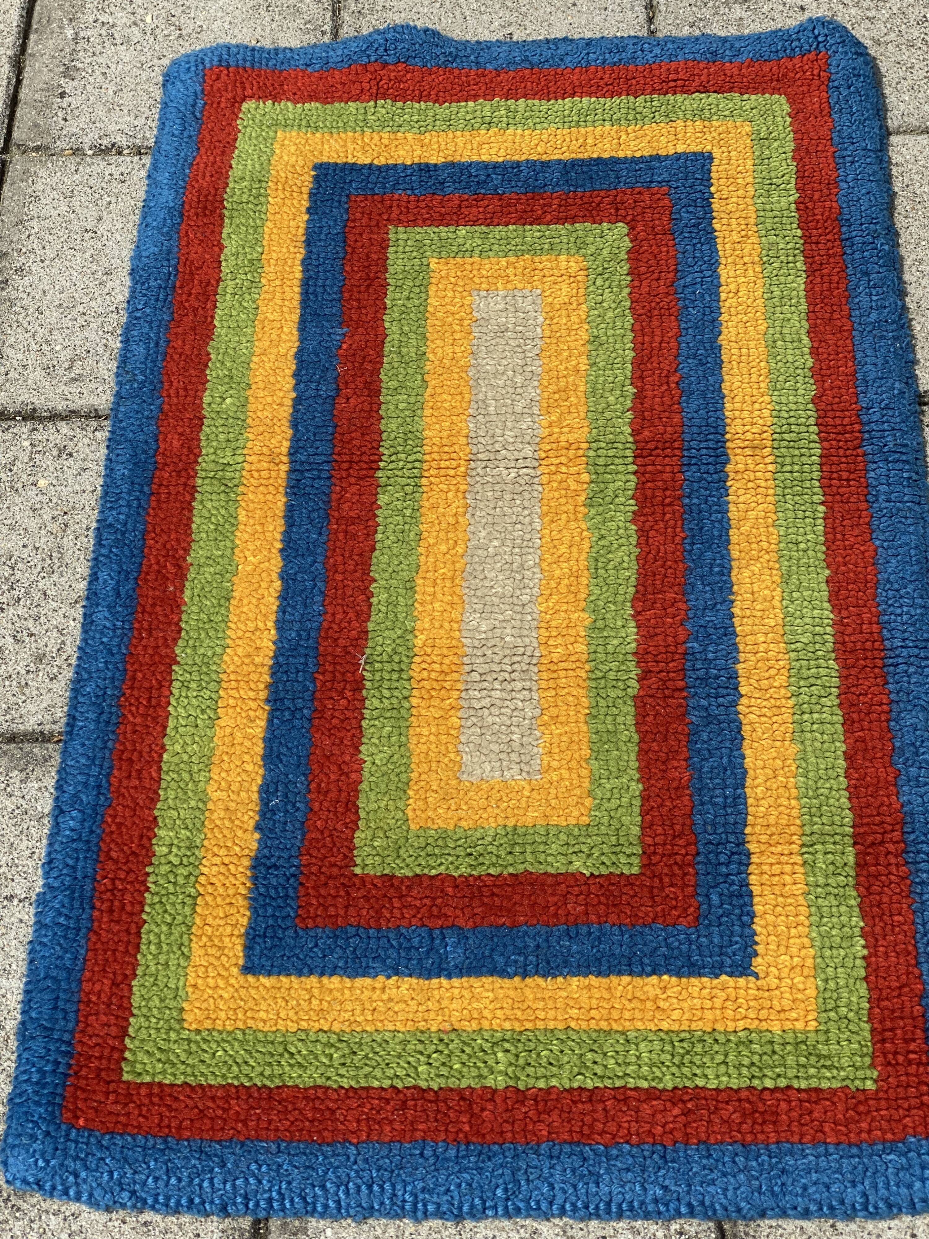 Trio of Vintage Bold Primary Colors Shag Rugs