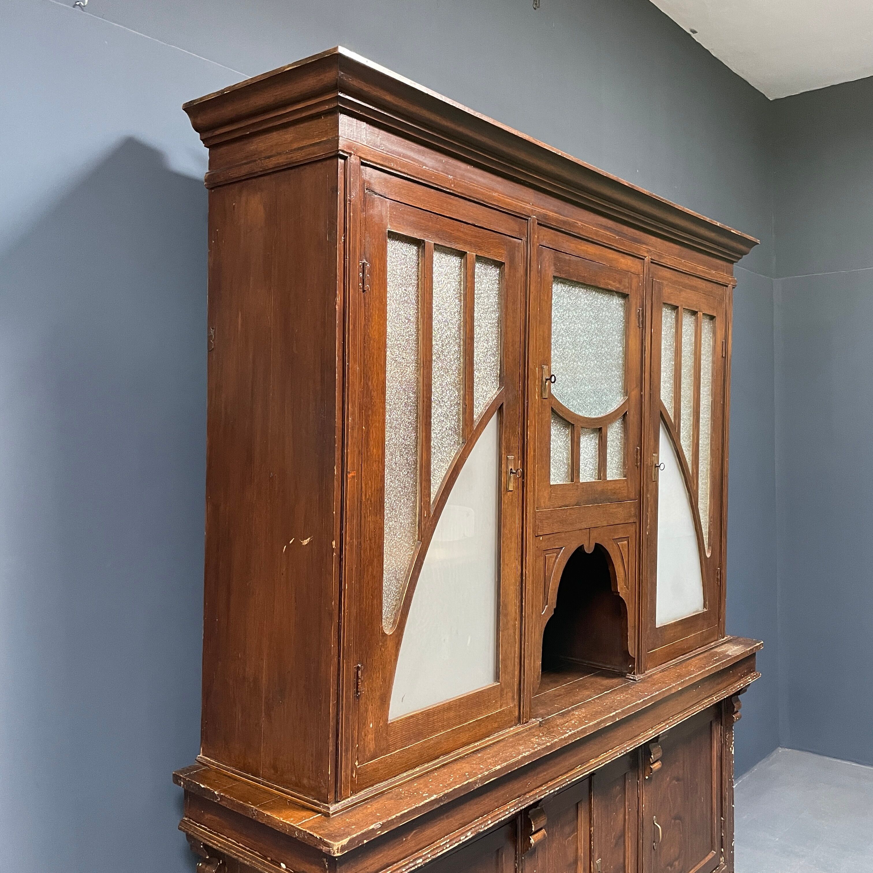 Large art deco cafe cabinet from Belgium, 1920s.