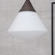Trio of xl conical opaline mid-century pendant lights 1950