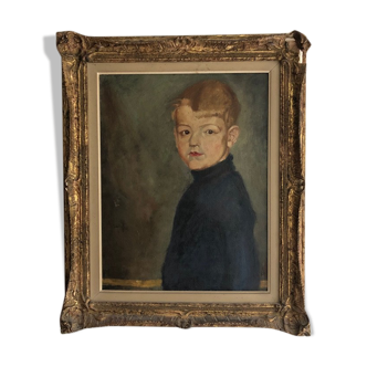 Tableau école du 19 eme portrait d'un enfant