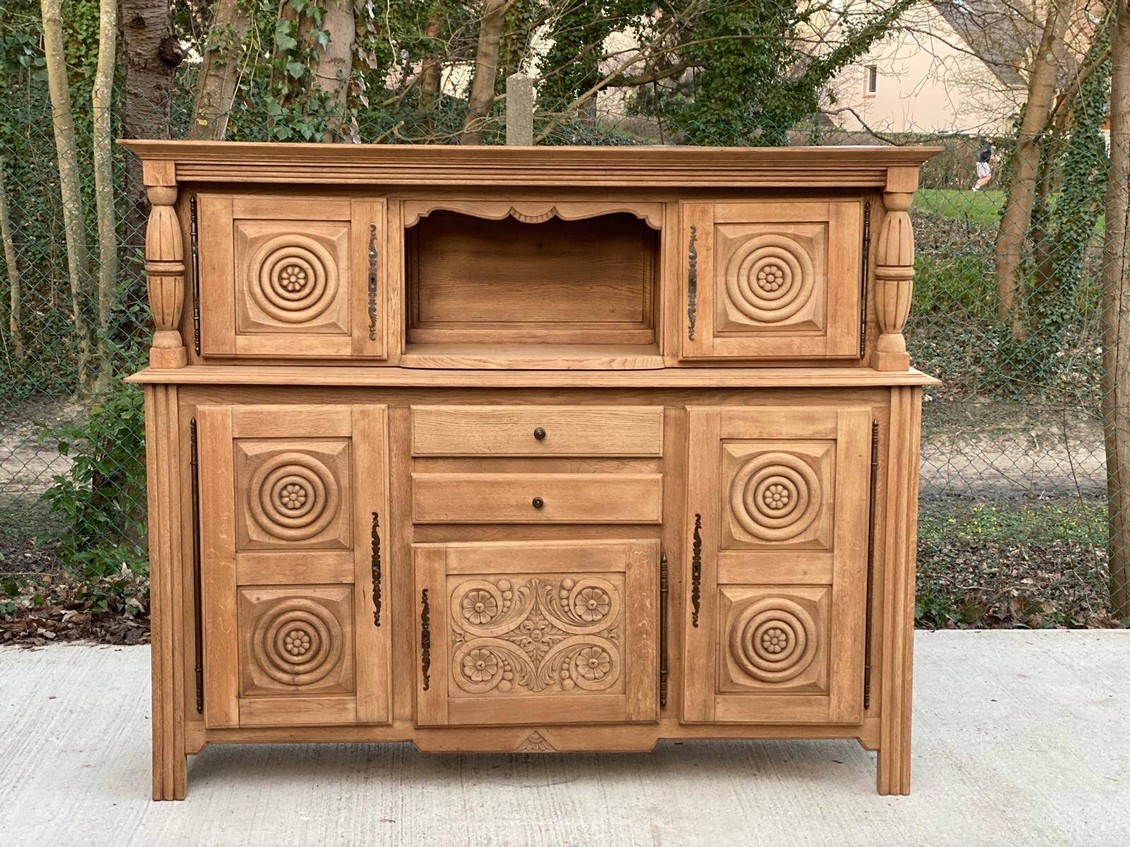 2-part Breton sideboard renovated in solid raw oak 200cm