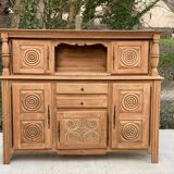 2-part Breton sideboard renovated in solid raw oak 200cm