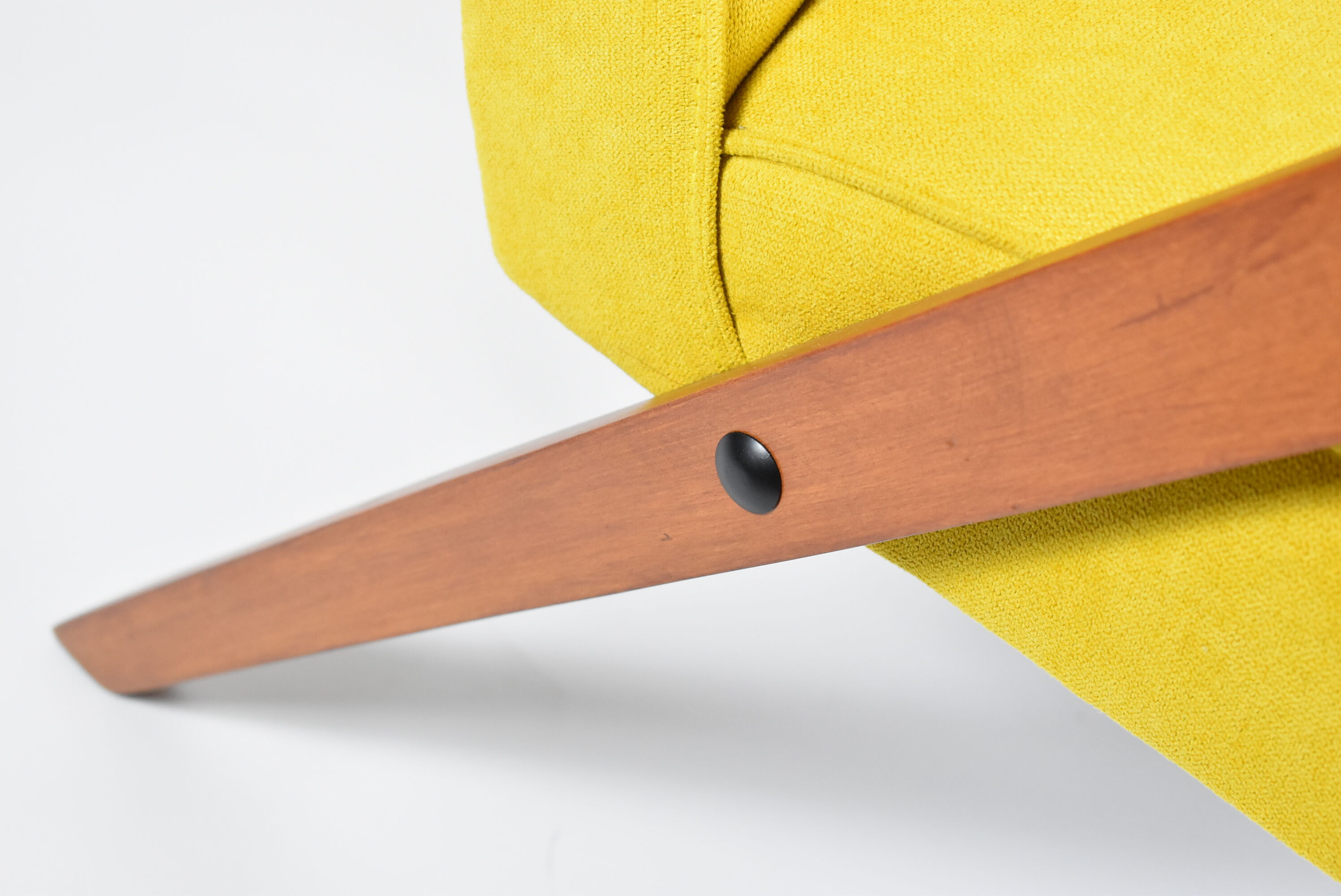 Original vintage - canary yellow - armchair "Compas", renovated, 1960s