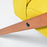 Original vintage - canary yellow - armchair "Compas", renovated, 1960s