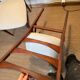 Pair of vintage wood and corduroy chairs