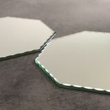 Pair of old underneath bottle tray hexagonal shape mirror 18 cm