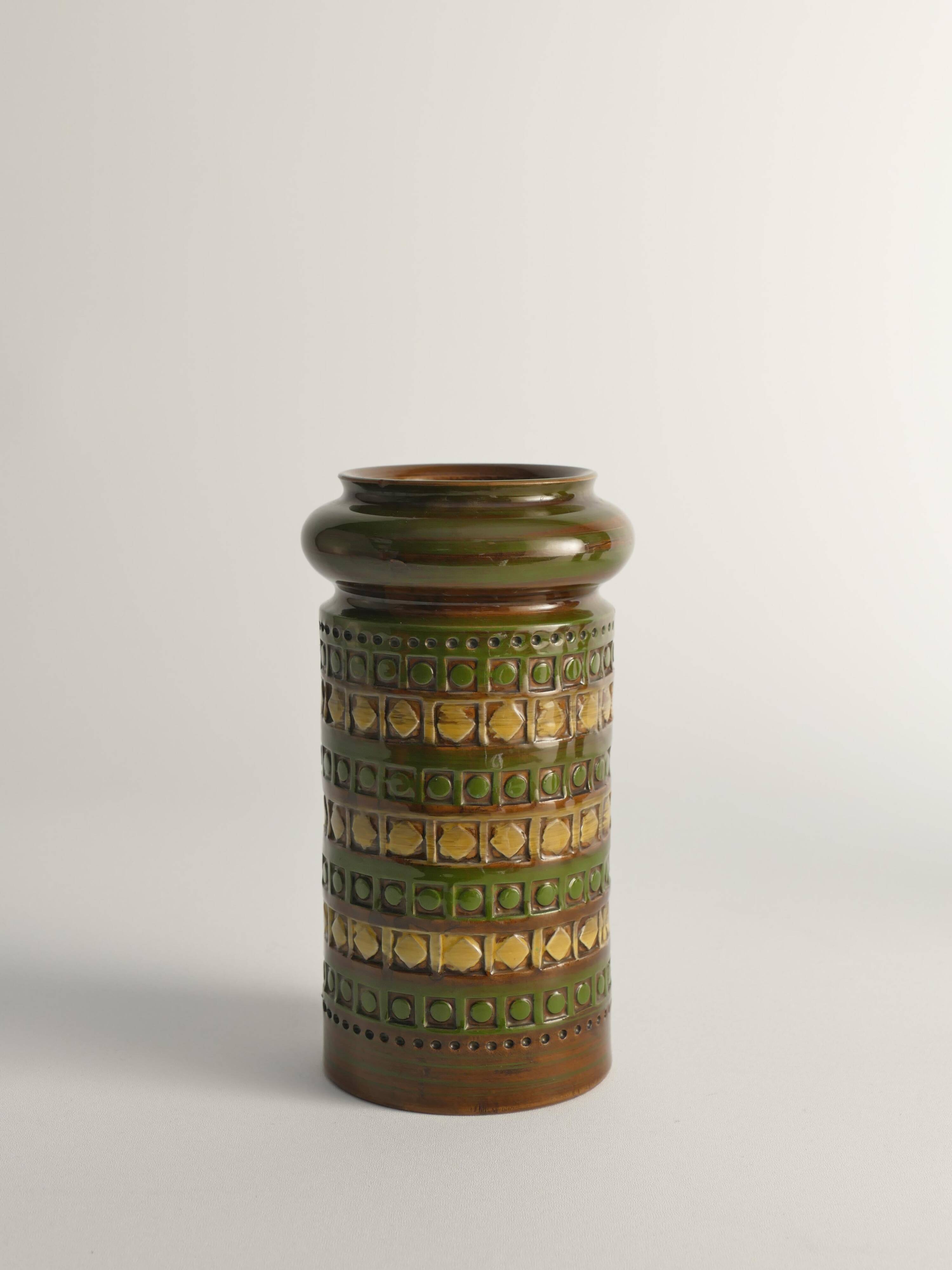 Vases en grès jaune et vert par Aldo Londi pour Bitossi, Italie, ensemble de 3