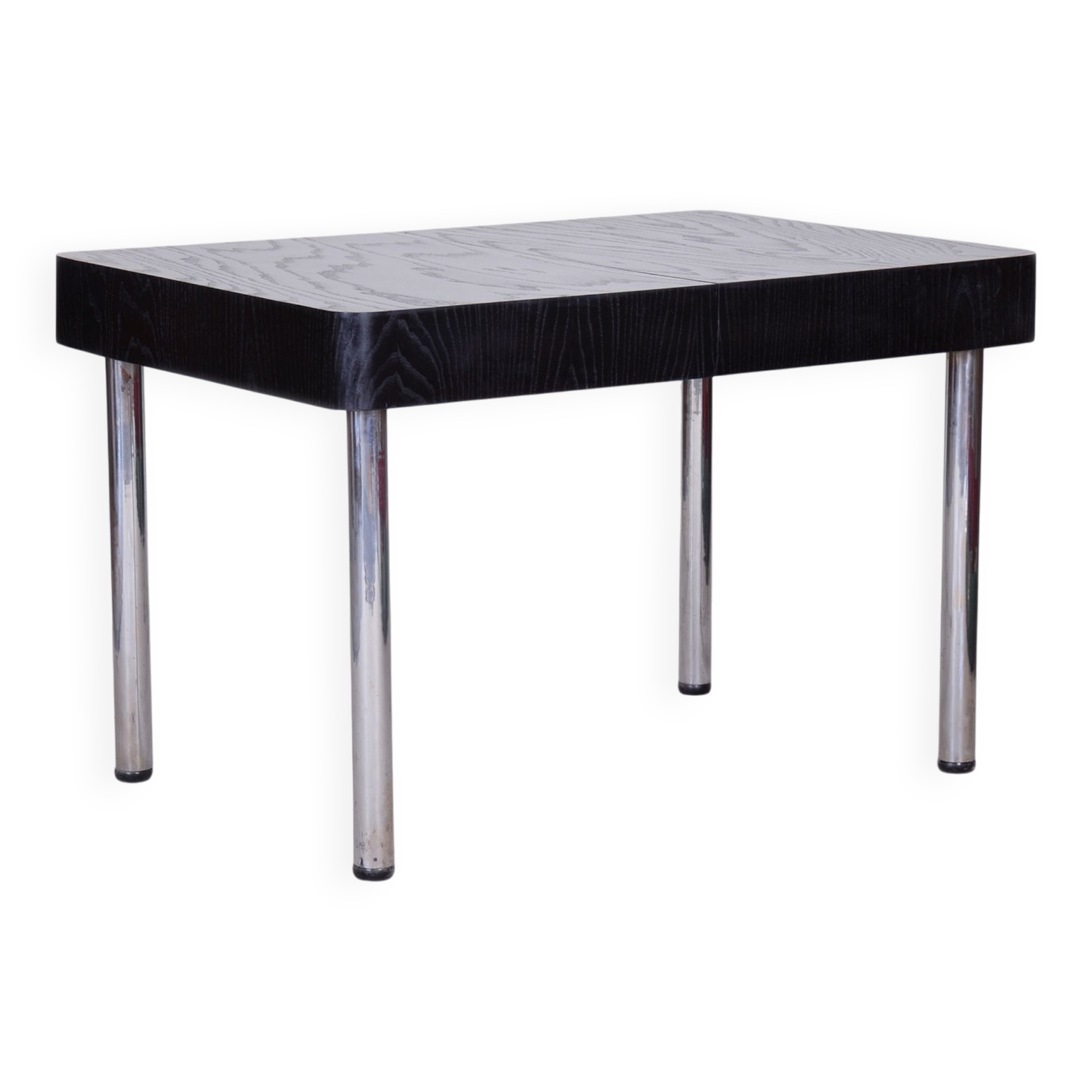 Bauhaus Extendable Dining Table in Oak Veneer and Chrome, 1930s