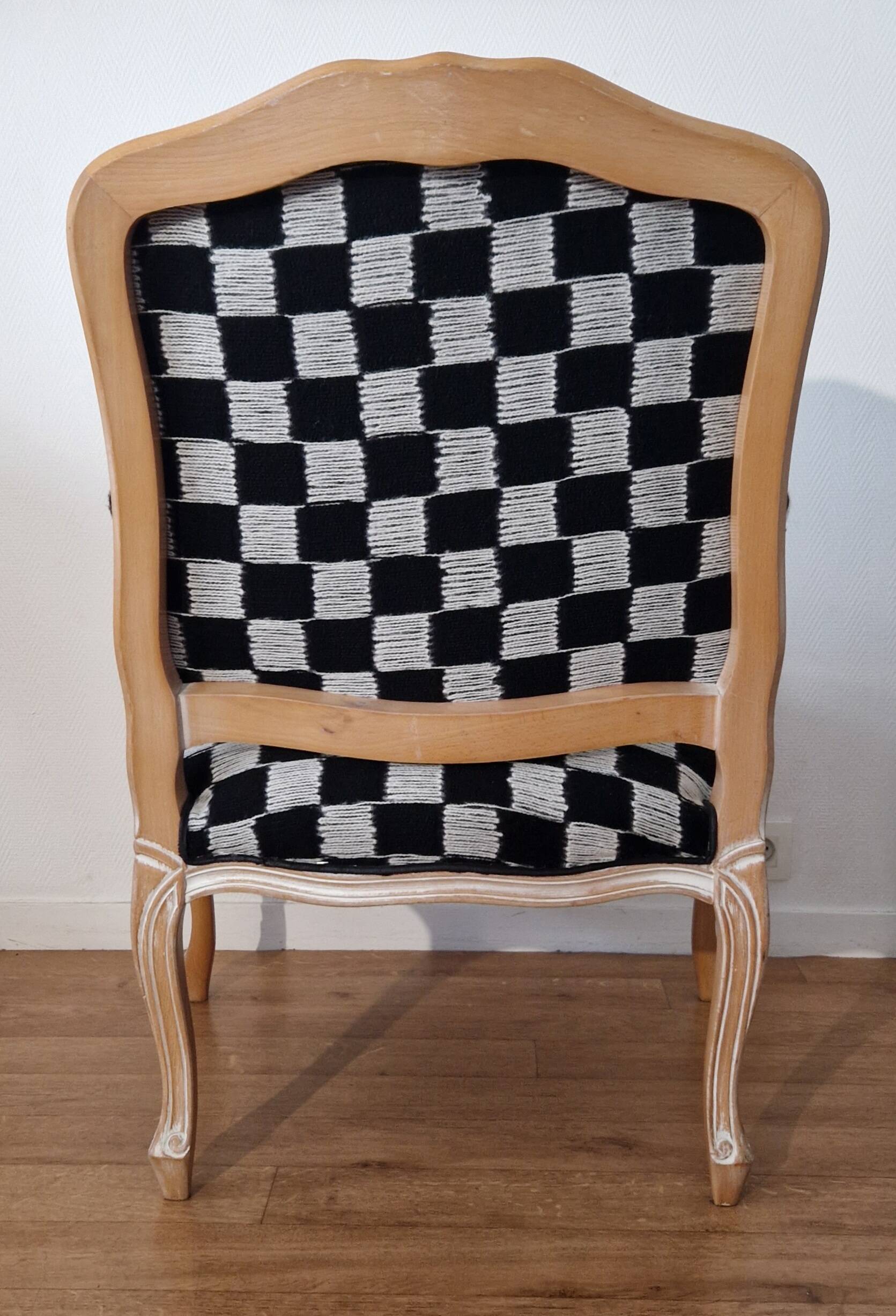 Louis XV style checkerboard armchair