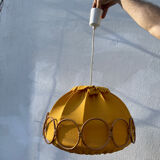 Wooden rattan and fabric suspension