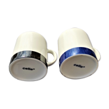 Mugs 1 at the base 1 circle black, 1 at the base 1 circle blue