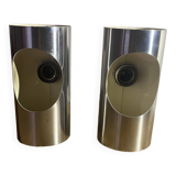 Pair of vintage stainless steel wall lights