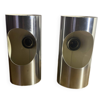 Pair of vintage stainless steel wall lights
