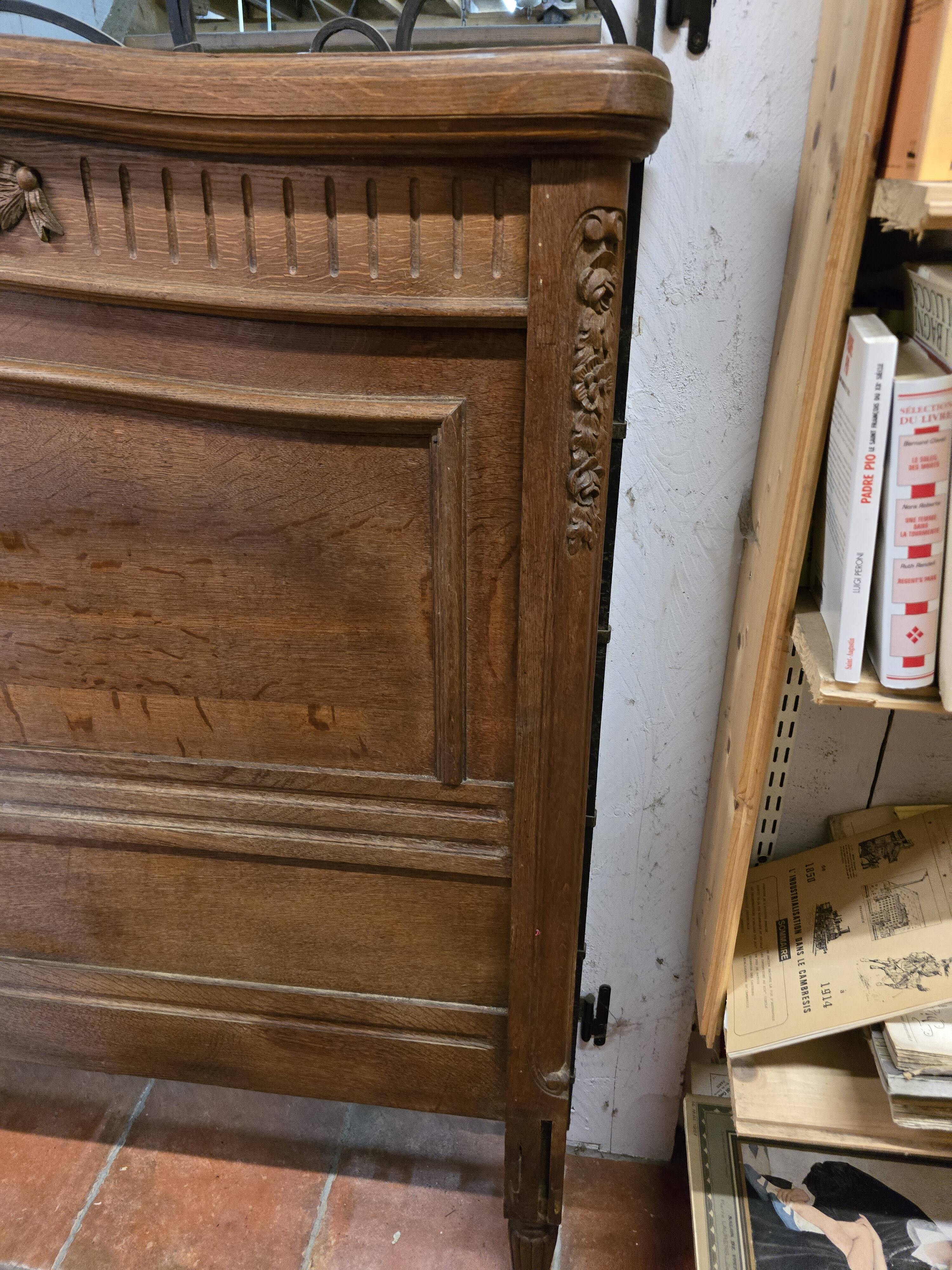 Old Louis XVI style oak headboard