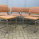 Set of 10 vintage chairs Marcel Breuer cesca b32 wood and skaï 1960
