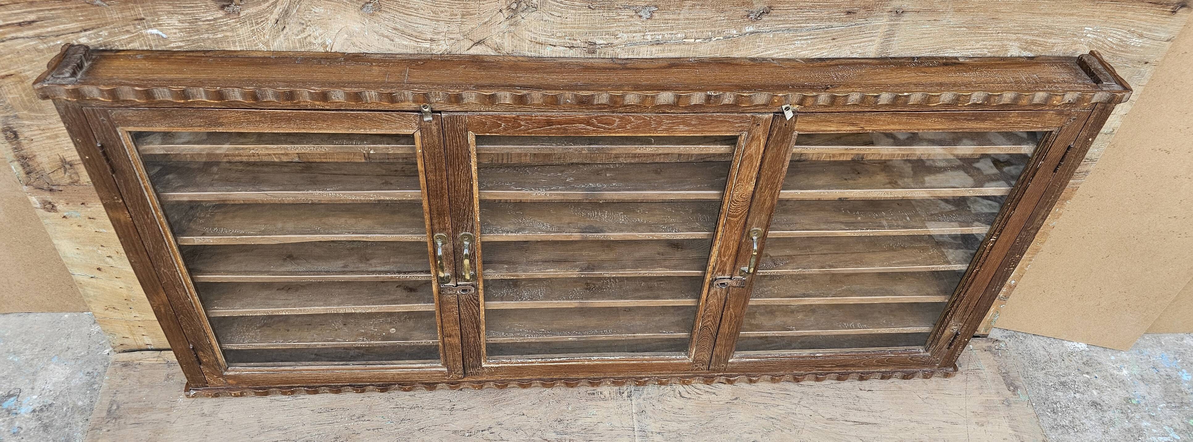 Antique Burmese teak collector's wall display case