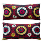 Lot de 2 housses de coussin brodées vintage 38x79 cm