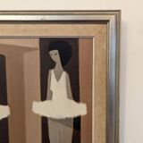 Mid-Century Modern Swedish "Modernist Ballerinas" Vintage Figurative Oil Painting by Fabian Lundqvis