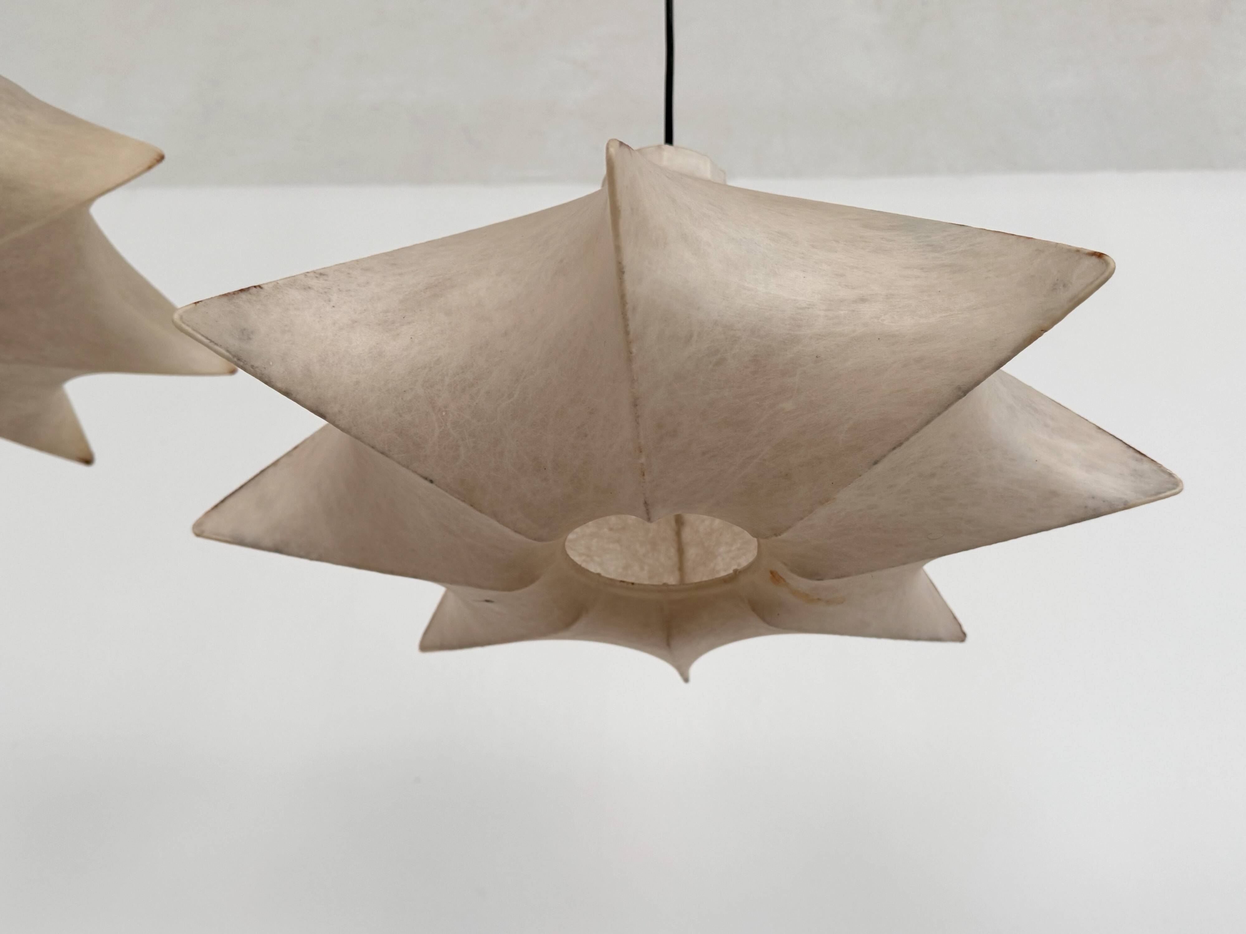 Pair of Italian Designer Cocoon Pendant lights original from the 1960s