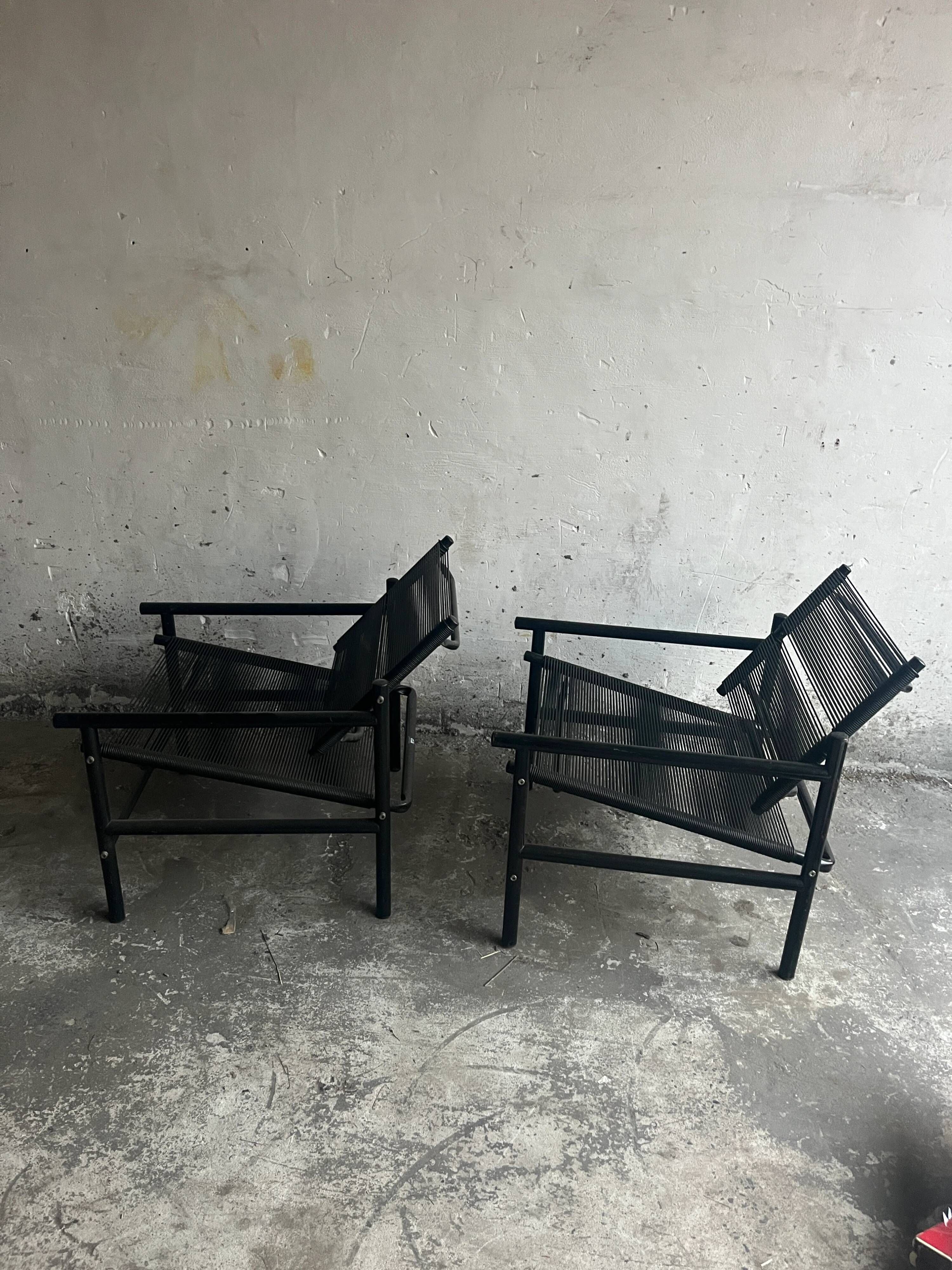 Lot de 2 fauteuils lounge « Spaghetti » par Giandomenico Belotti pour CMP Padova (années 1980)