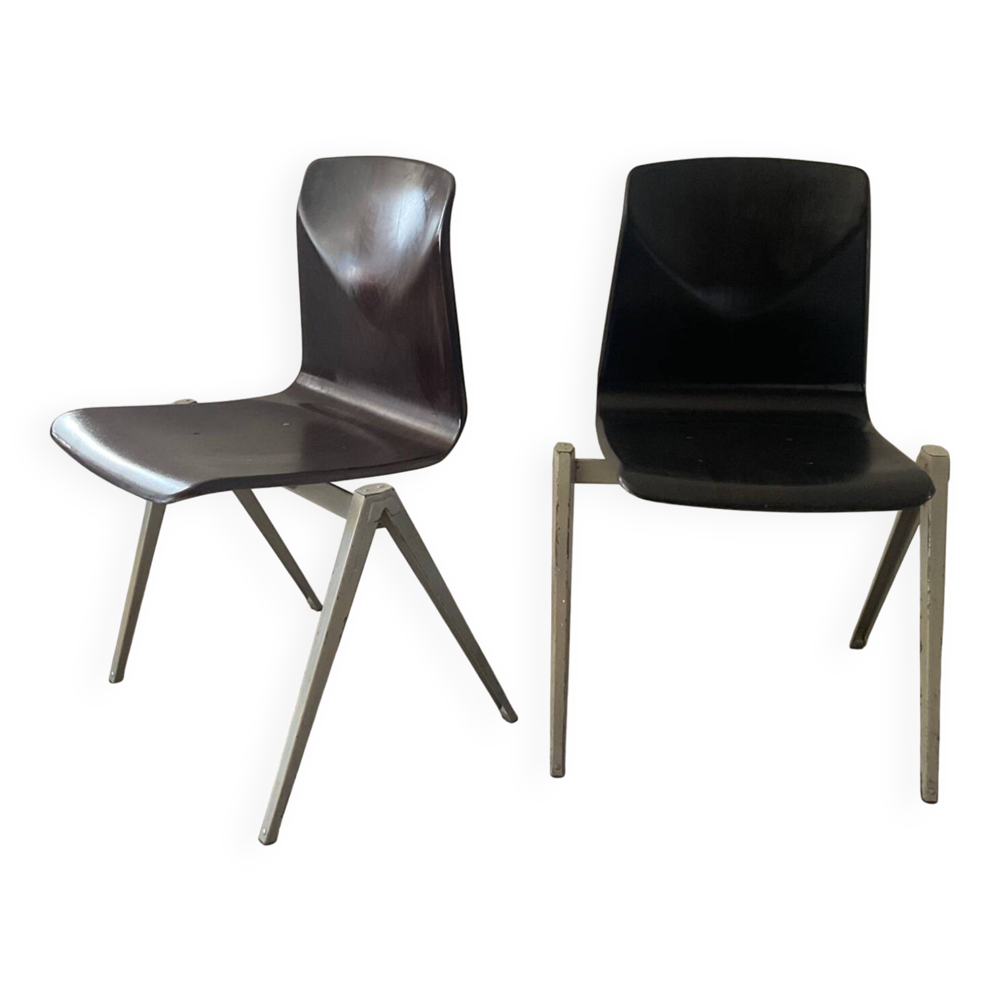 Pair of Pagholz-Germany industrial chairs from the 50s-60s