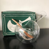 Bain-marie gravy boat glass blown vintage 1970