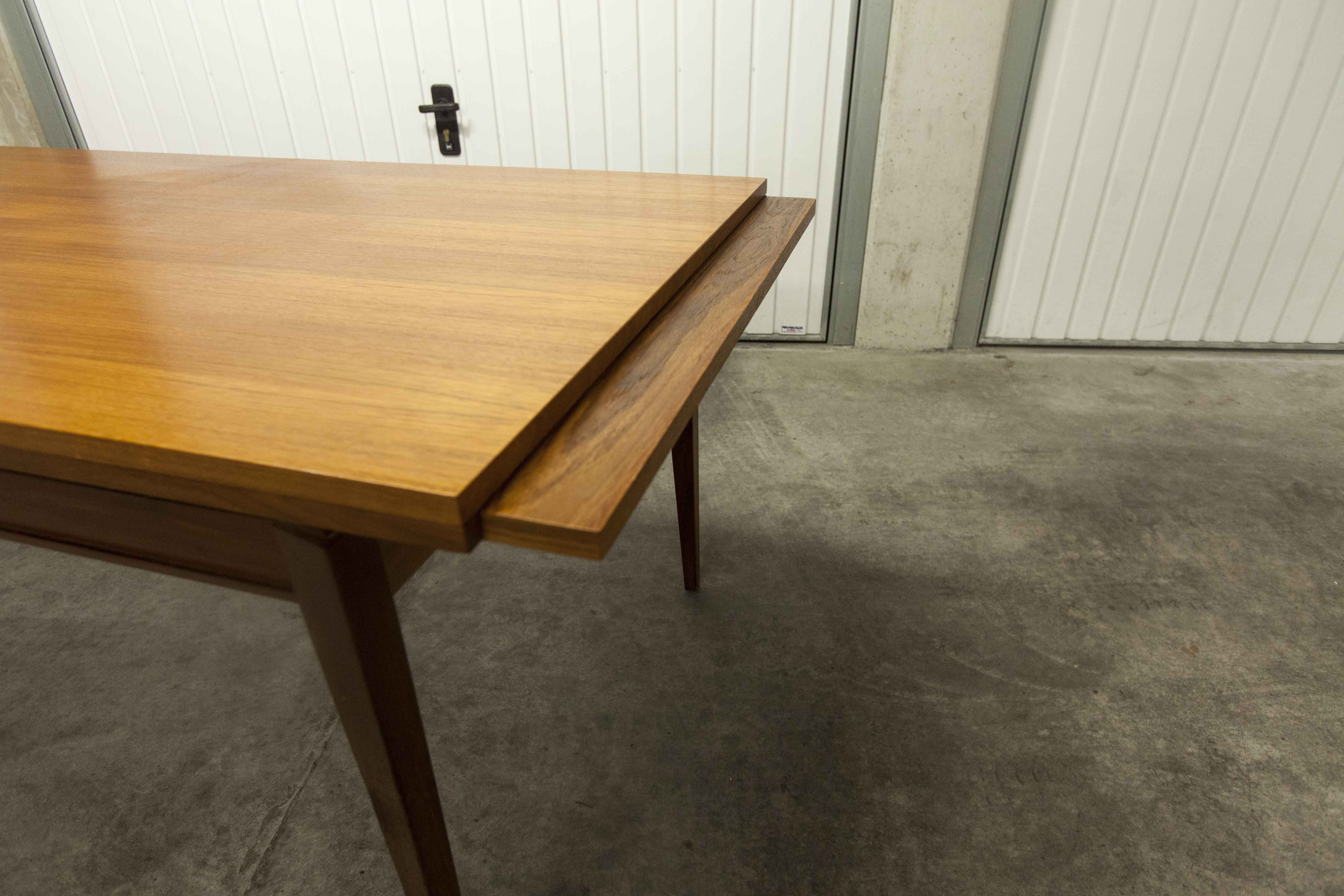 60's rectangular Scandinavian table with extension cords