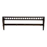 Antique wooden wall shelf with a turned gallery and 5 hooks L120 H40 D18