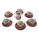 Set of 6 cups with saucers and milk jug The Hunter, England vintage