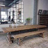 Table en chene massif ancien type Ferme pieds Etoile - longueur 250 cm