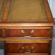 Vintage Green Hunter Leather Pedestal Desk by Bevan Funnell