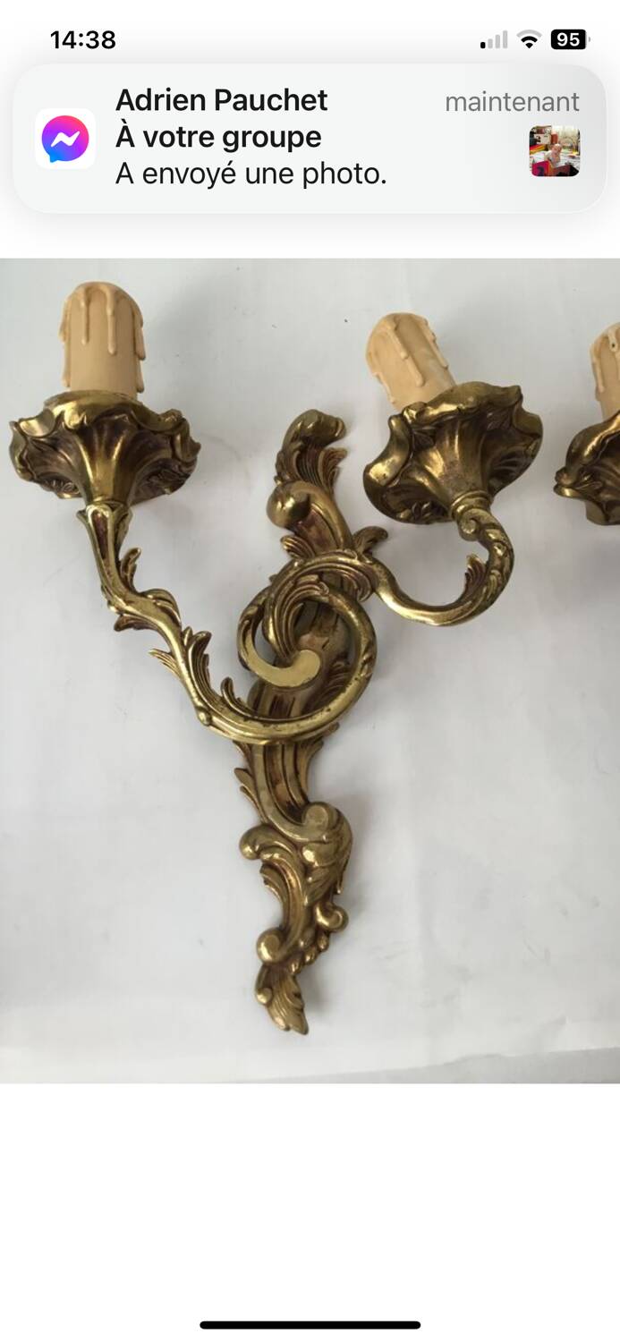 Pair of bronze wall sconces