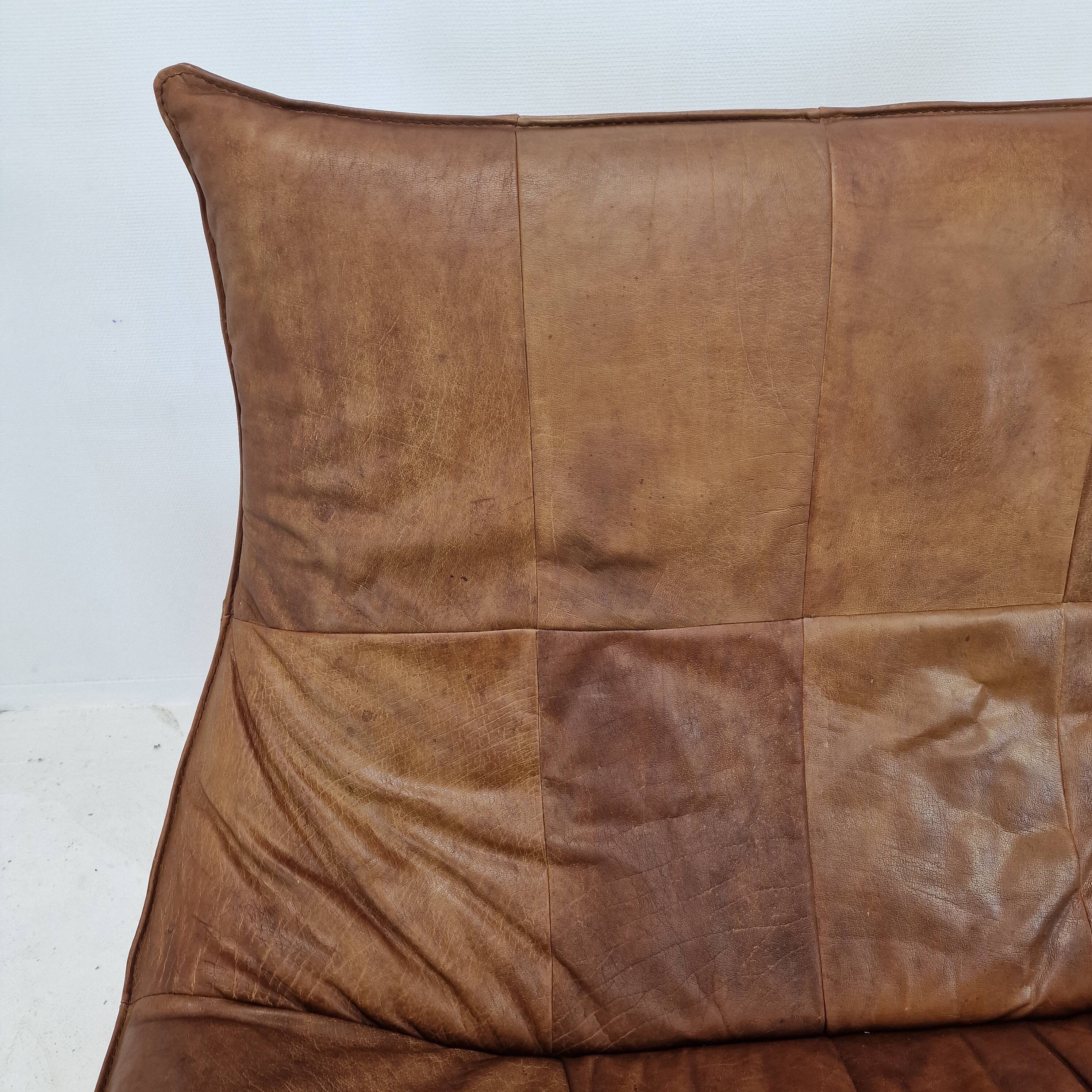 Montis “The Rock” Sofa In Brown Leather By Gerard Van Den Berg, 1970s