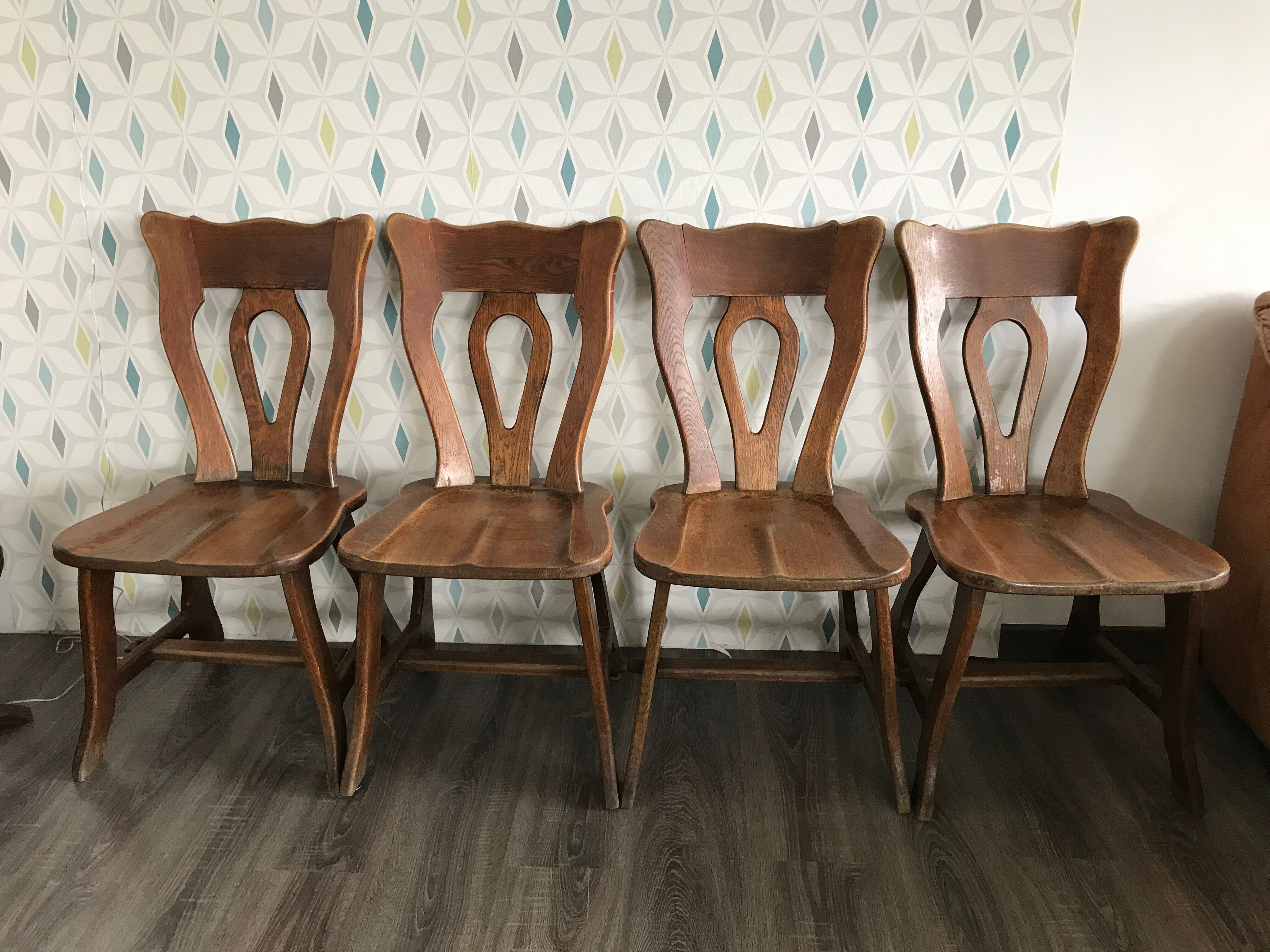 4 brutalist bistro chairs