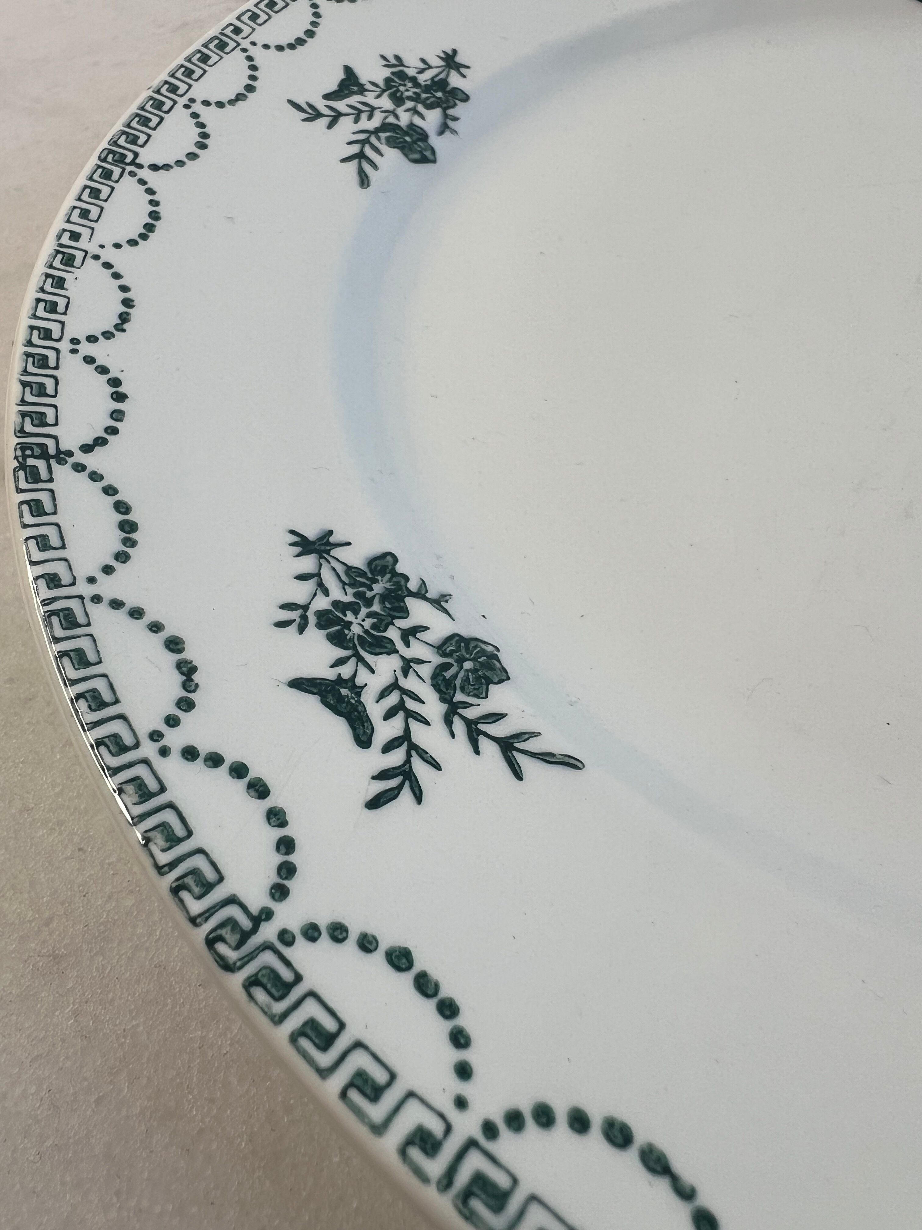 Set of 12 antique flat plates — Céranord pottery, model
