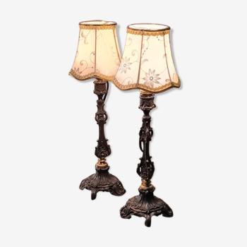 2 lampes de chevet art nouveau