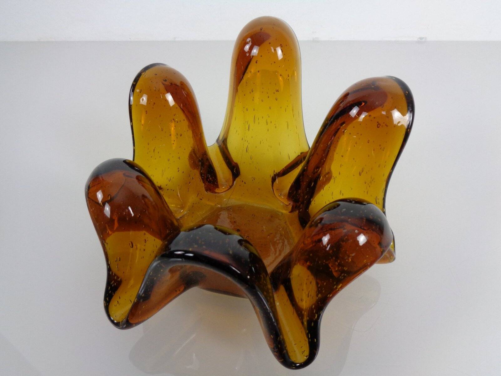 Large Murano amber glass bowl, Italy, 1960s