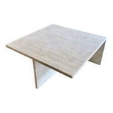 Square travertine coffee table by Giusti and Di Rosa for UP&UP