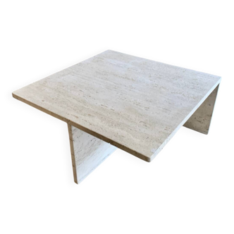 Square travertine coffee table by Giusti and Di Rosa for UP&UP